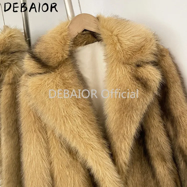 OFTBUY Women's New Autumn Winter Faux Fur Long Coat Lapel Belted Gradient Thick Warm Female Clothes Faux Fur Jacket Outerwear