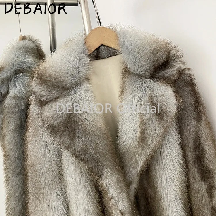 OFTBUY Women's New Autumn Winter Faux Fur Long Coat Lapel Belted Gradient Thick Warm Female Clothes Faux Fur Jacket Outerwear