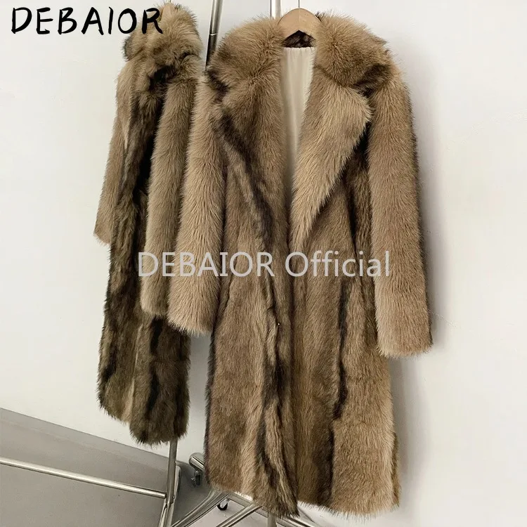 OFTBUY Women's New Autumn Winter Faux Fur Long Coat Lapel Belted Gradient Thick Warm Female Clothes Faux Fur Jacket Outerwear