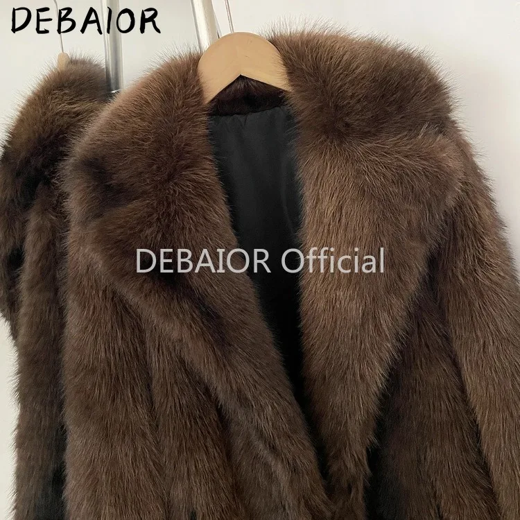 OFTBUY Women's New Autumn Winter Faux Fur Long Coat Lapel Belted Gradient Thick Warm Female Clothes Faux Fur Jacket Outerwear