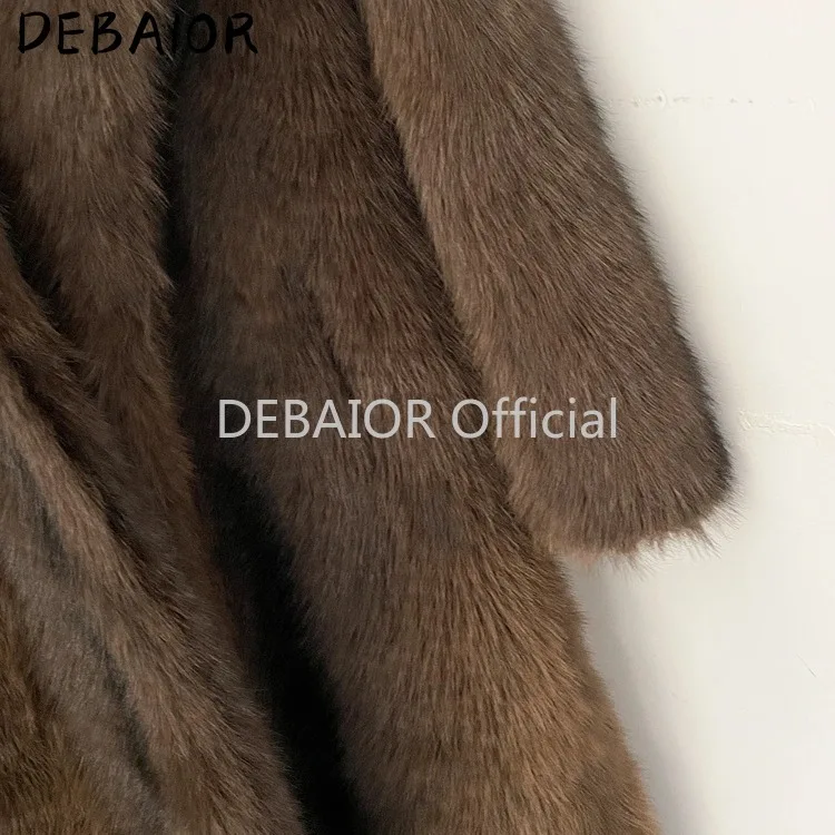 OFTBUY Women's New Autumn Winter Faux Fur Long Coat Lapel Belted Gradient Thick Warm Female Clothes Faux Fur Jacket Outerwear