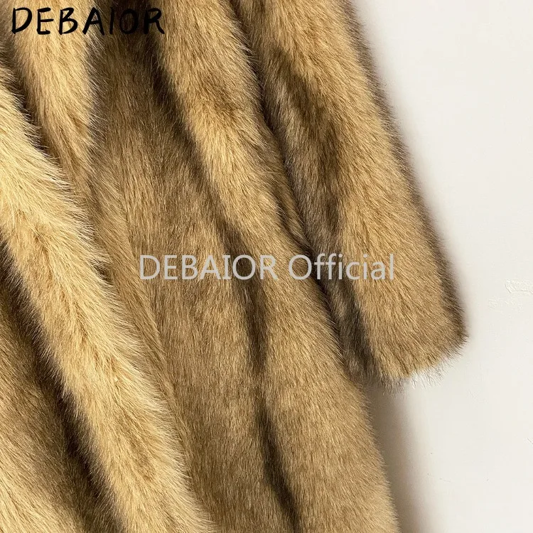 OFTBUY Women's New Autumn Winter Faux Fur Long Coat Lapel Belted Gradient Thick Warm Female Clothes Faux Fur Jacket Outerwear