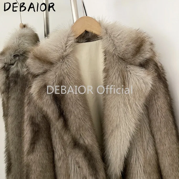 OFTBUY Women's New Autumn Winter Faux Fur Long Coat Lapel Belted Gradient Thick Warm Female Clothes Faux Fur Jacket Outerwear