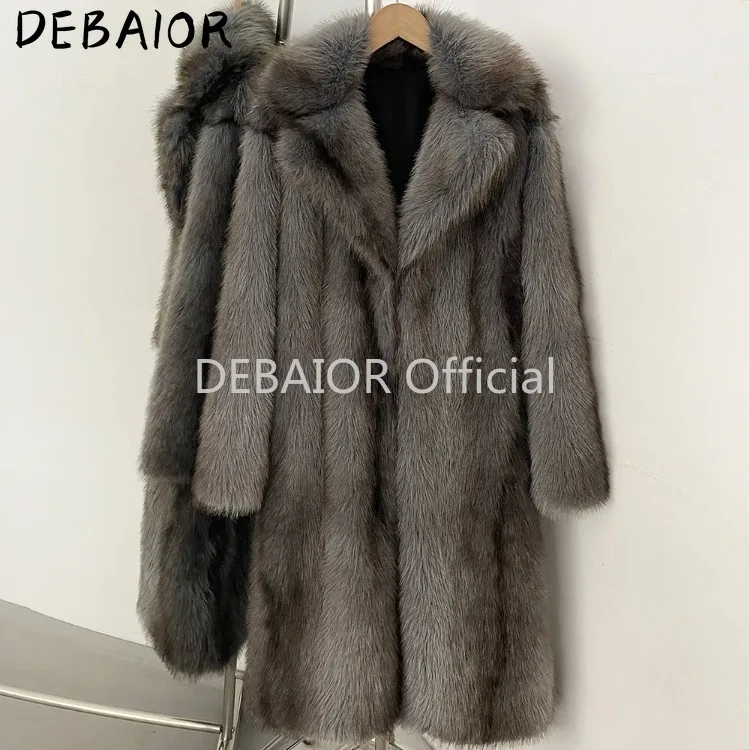 OFTBUY Women's New Autumn Winter Faux Fur Long Coat Lapel Belted Gradient Thick Warm Female Clothes Faux Fur Jacket Outerwear