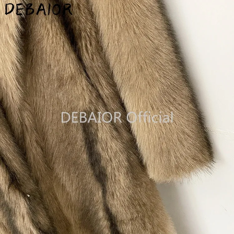 OFTBUY Women's New Autumn Winter Faux Fur Long Coat Lapel Belted Gradient Thick Warm Female Clothes Faux Fur Jacket Outerwear