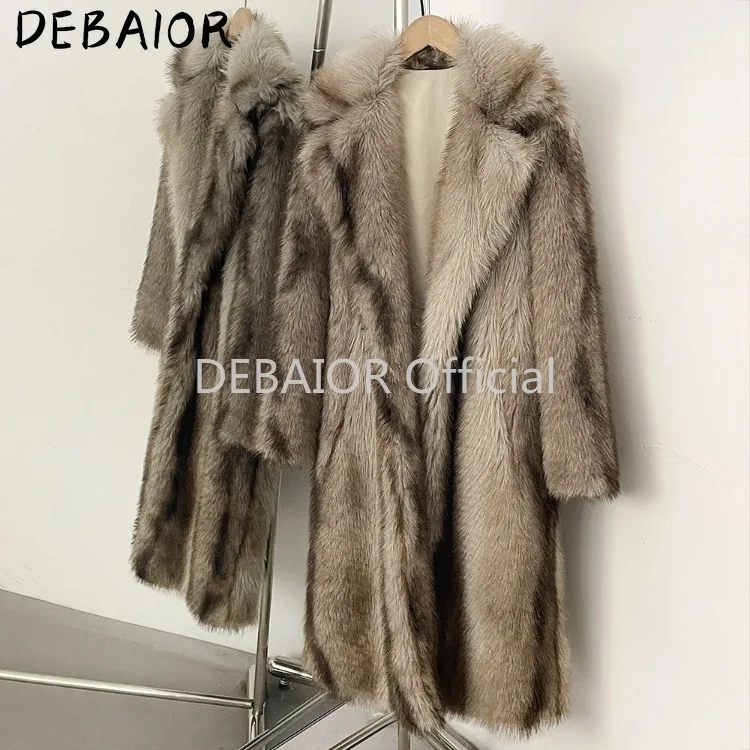 OFTBUY Women's New Autumn Winter Faux Fur Long Coat Lapel Belted Gradient Thick Warm Female Clothes Faux Fur Jacket Outerwear