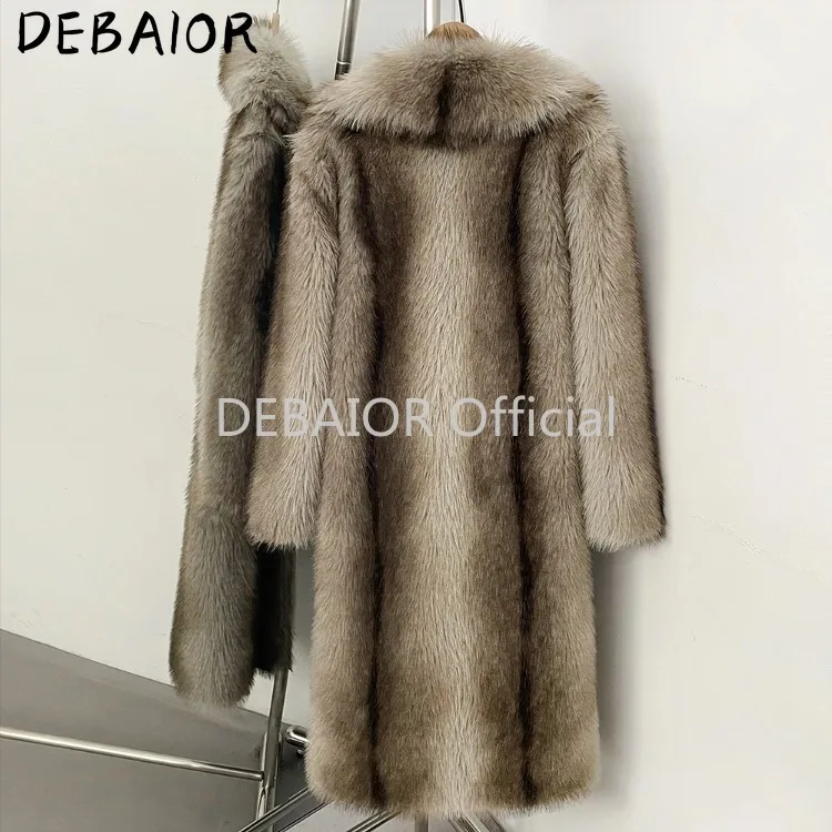 OFTBUY Women's New Autumn Winter Faux Fur Long Coat Lapel Belted Gradient Thick Warm Female Clothes Faux Fur Jacket Outerwear