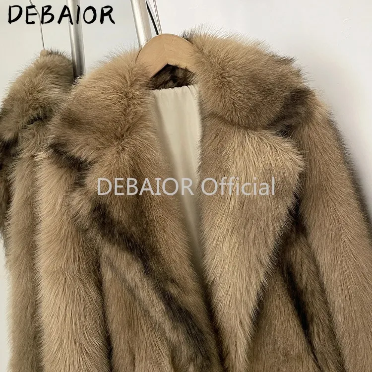 OFTBUY Women's New Autumn Winter Faux Fur Long Coat Lapel Belted Gradient Thick Warm Female Clothes Faux Fur Jacket Outerwear