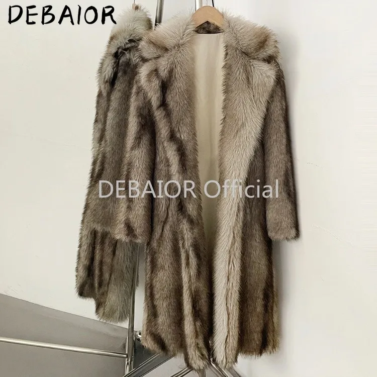 OFTBUY Women's New Autumn Winter Faux Fur Long Coat Lapel Belted Gradient Thick Warm Female Clothes Faux Fur Jacket Outerwear
