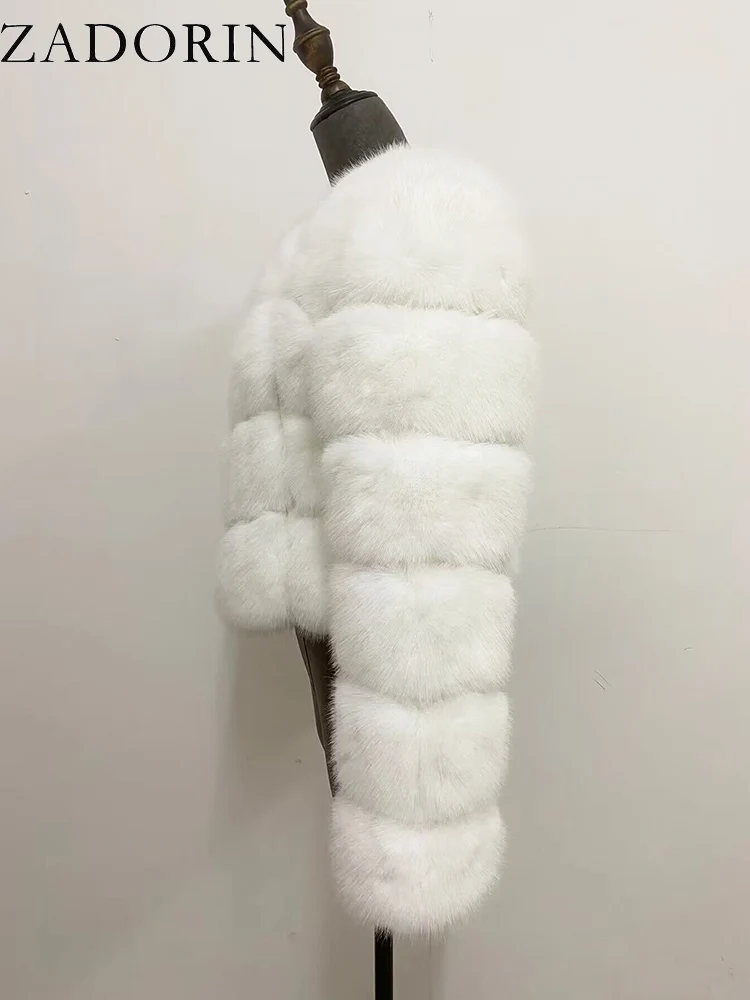 ZADORIN Faux Fur Coats Cropped Fur Top Woman Clothes Winter Luxury Faux Fur Coat Woman Fluffy White Faux Fur Jacket Woman Tops