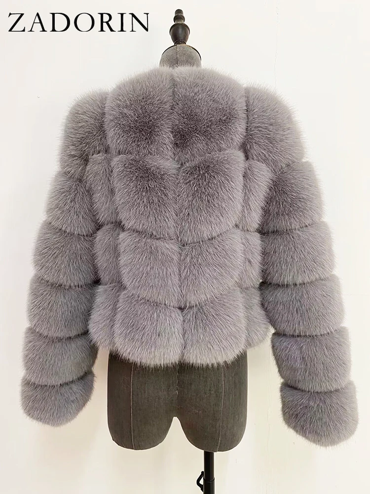 ZADORIN Faux Fur Coats Cropped Fur Top Woman Clothes Winter Luxury Faux Fur Coat Woman Fluffy White Faux Fur Jacket Woman Tops
