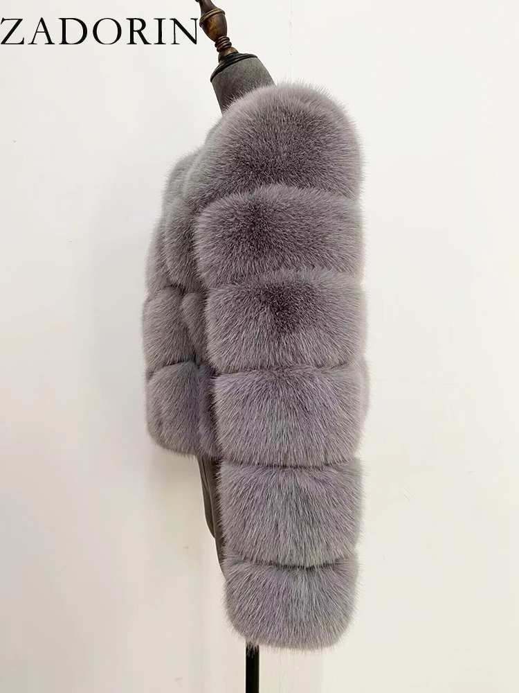 ZADORIN Faux Fur Coats Cropped Fur Top Woman Clothes Winter Luxury Faux Fur Coat Woman Fluffy White Faux Fur Jacket Woman Tops