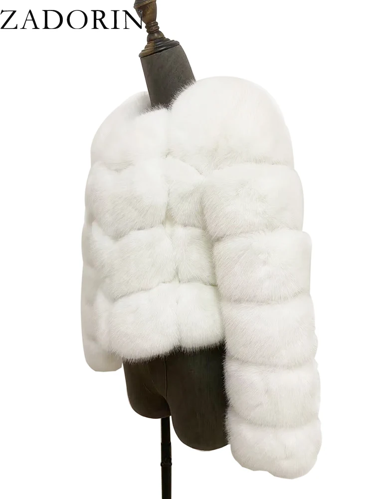 ZADORIN Faux Fur Coats Cropped Fur Top Woman Clothes Winter Luxury Faux Fur Coat Woman Fluffy White Faux Fur Jacket Woman Tops
