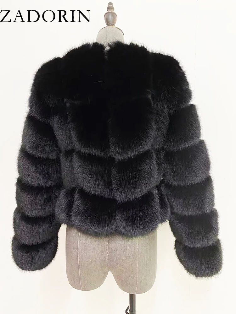 ZADORIN Faux Fur Coats Cropped Fur Top Woman Clothes Winter Luxury Faux Fur Coat Woman Fluffy White Faux Fur Jacket Woman Tops