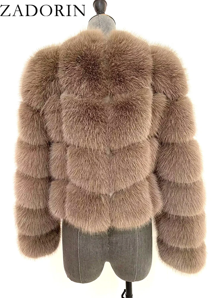 ZADORIN Faux Fur Coats Cropped Fur Top Woman Clothes Winter Luxury Faux Fur Coat Woman Fluffy White Faux Fur Jacket Woman Tops
