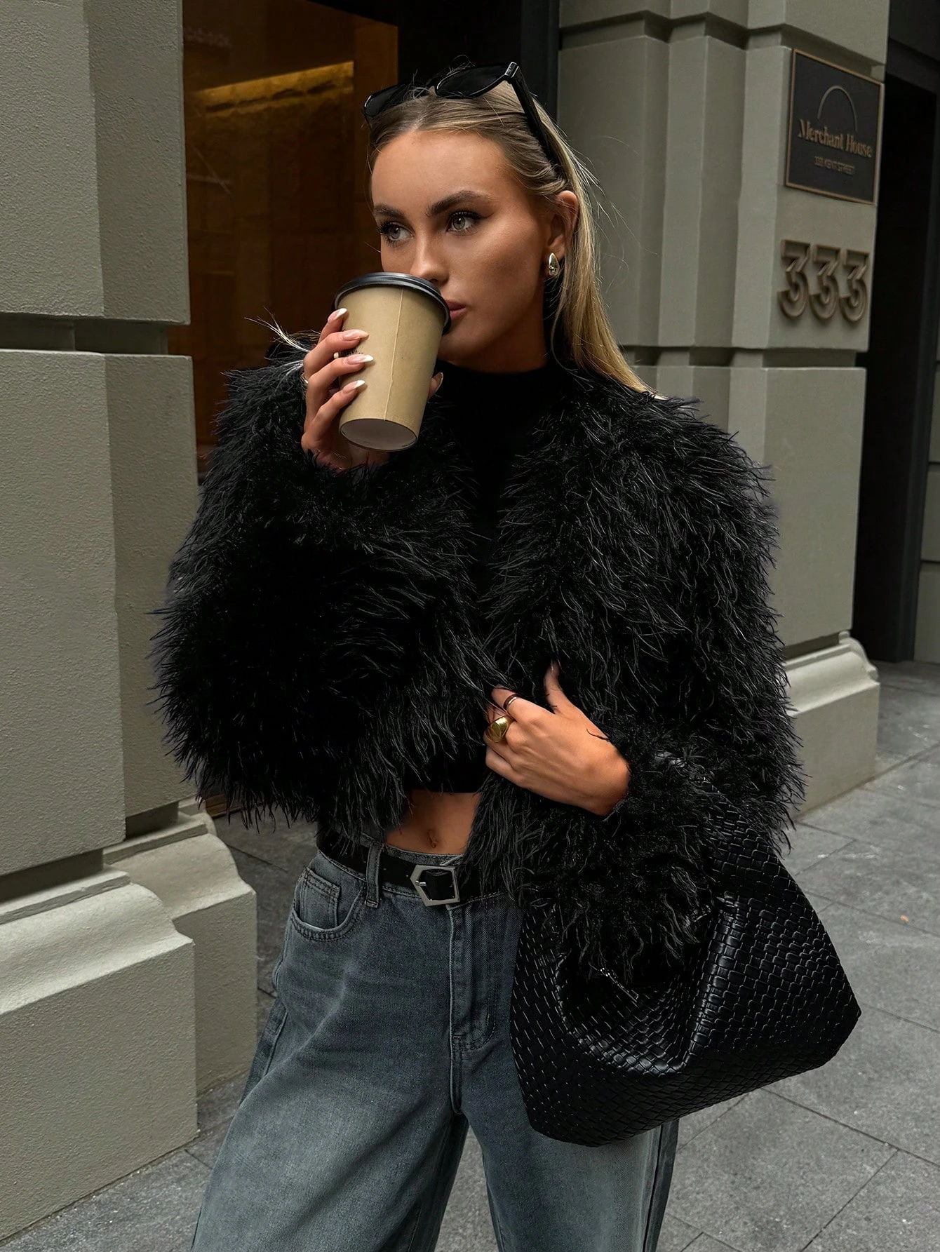 Women Winter Faux Fur Coat Black Cropped Fluffy Shaggy 2026 New Y2K Party Trendy Streetwear Outerwear