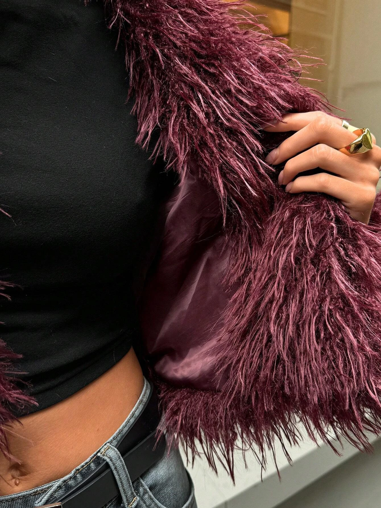 Women Winter Faux Fur Coat Black Cropped Fluffy Shaggy 2026 New Y2K Party Trendy Streetwear Outerwear