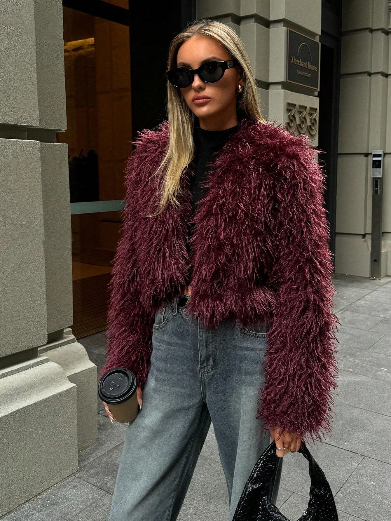 Women Winter Faux Fur Coat Black Cropped Fluffy Shaggy 2026 New Y2K Party Trendy Streetwear Outerwear