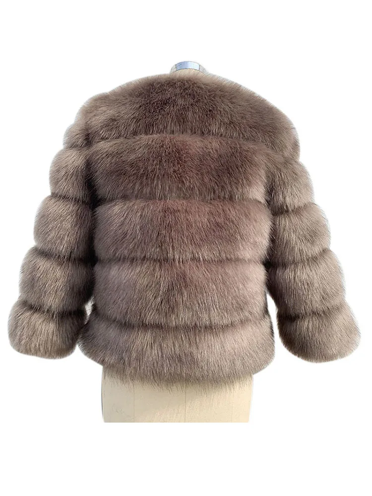 ZADORIN High Quality Faux Fox Fur Coat Women Luxury Fluffy Warm 3/4 Sleeve Fur Jacket for Women Winter Short Mink Coat Outerwear