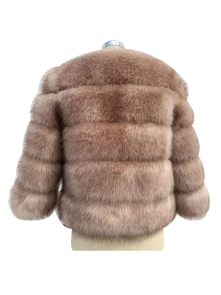 ZADORIN High Quality Faux Fox Fur Coat Women Luxury Fluffy Warm 3/4 Sleeve Fur Jacket for Women Winter Short Mink Coat Outerwear