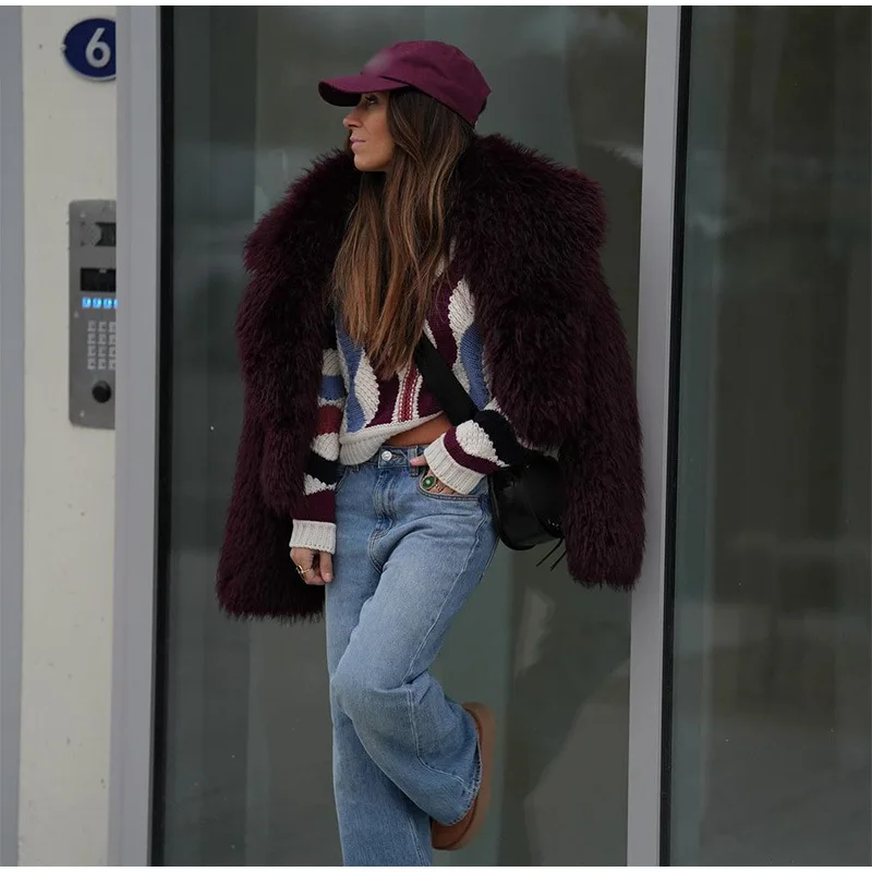 Tornova Winter 2025 White Faux Fur Coat Women Fluffy Eco Fox Fur Jacket Girls Hot Cropped Overcoat Autumn Warm Street Female