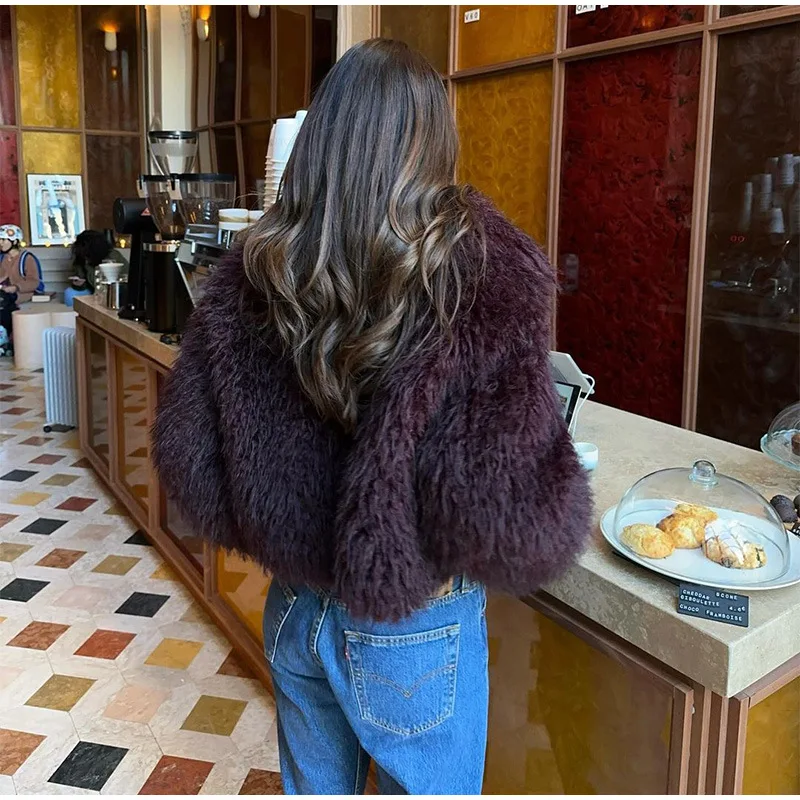 Tornova Winter 2025 White Faux Fur Coat Women Fluffy Eco Fox Fur Jacket Girls Hot Cropped Overcoat Autumn Warm Street Female