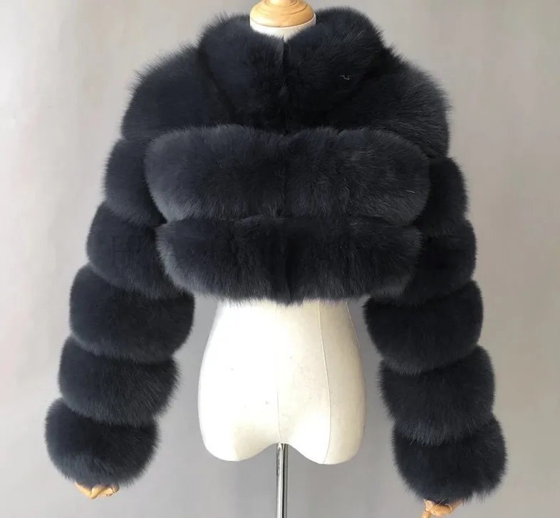 DEAT Fashion Women's Faux Fur Coat Stand Neck Long Sleeve Zipper Short Solid Color Thick Warm Jackets Winter 2024 New 7AB6434