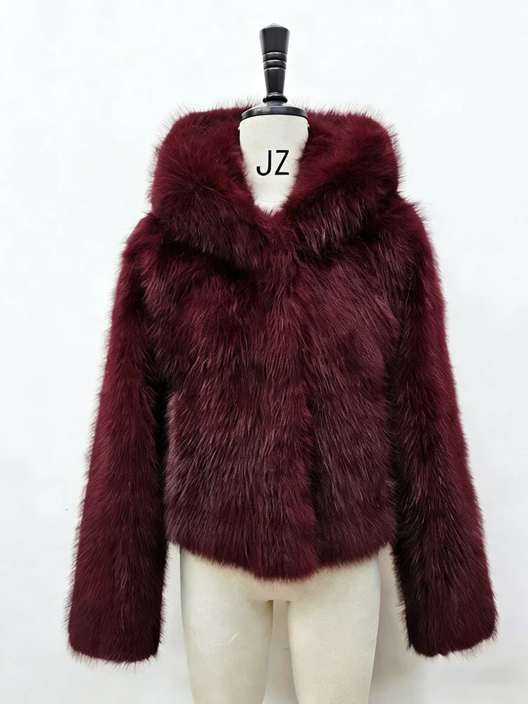 Y2k Winter Pink Imitation Fur Coat Elegant Big Fur Trim Hood Women's Jacket Warm Plush Cropped Sweet Lady Faux Fur Coat  2026