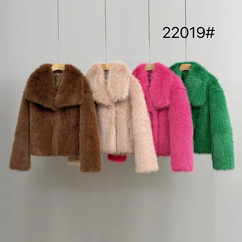Women Faux Fur Coats Jackets Turn Down Collar Short Coat Casual Loose Thick Warm Y2k Streetwear Jacket Outerwear Autumn Winter