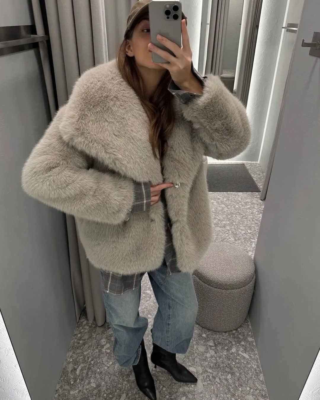 Women Faux Fur Coats Jackets Turn Down Collar Short Coat Casual Loose Thick Warm Y2k Streetwear Jacket Outerwear Autumn Winter