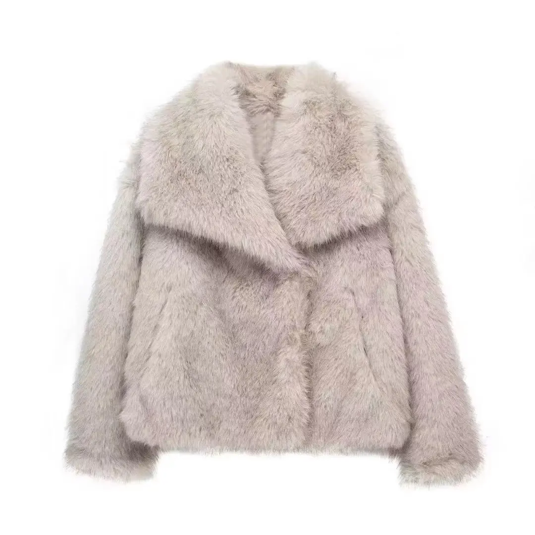 Women Faux Fur Coats Jackets Turn Down Collar Short Coat Casual Loose Thick Warm Y2k Streetwear Jacket Outerwear Autumn Winter
