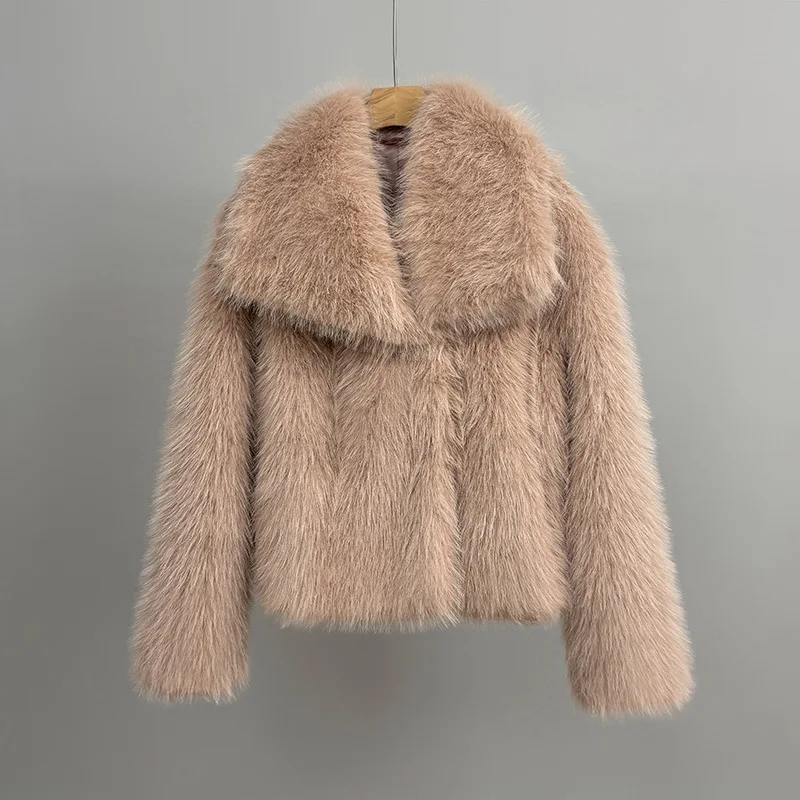 Women Faux Fur Coats Jackets Turn Down Collar Short Coat Casual Loose Thick Warm Y2k Streetwear Jacket Outerwear Autumn Winter