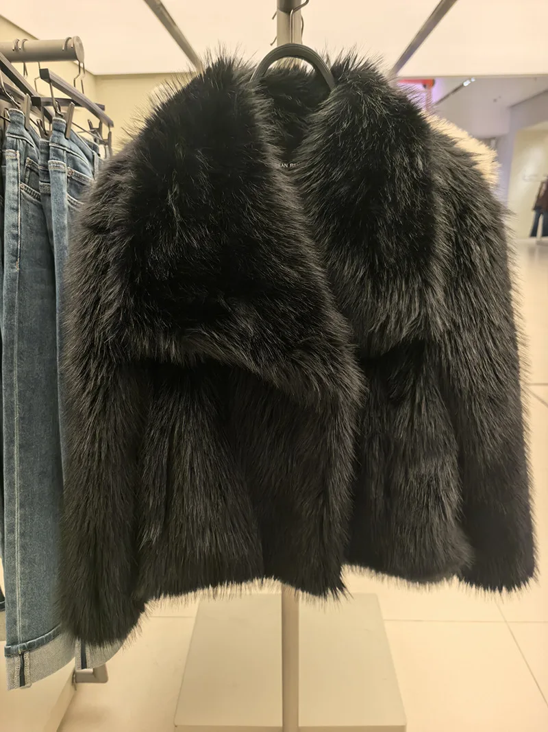 Women Faux Fur Coats Jackets Turn Down Collar Short Coat Casual Loose Thick Warm Y2k Streetwear Jacket Outerwear Autumn Winter
