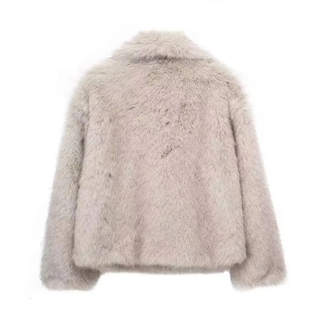 Women Faux Fur Coats Jackets Turn Down Collar Short Coat Casual Loose Thick Warm Y2k Streetwear Jacket Outerwear Autumn Winter