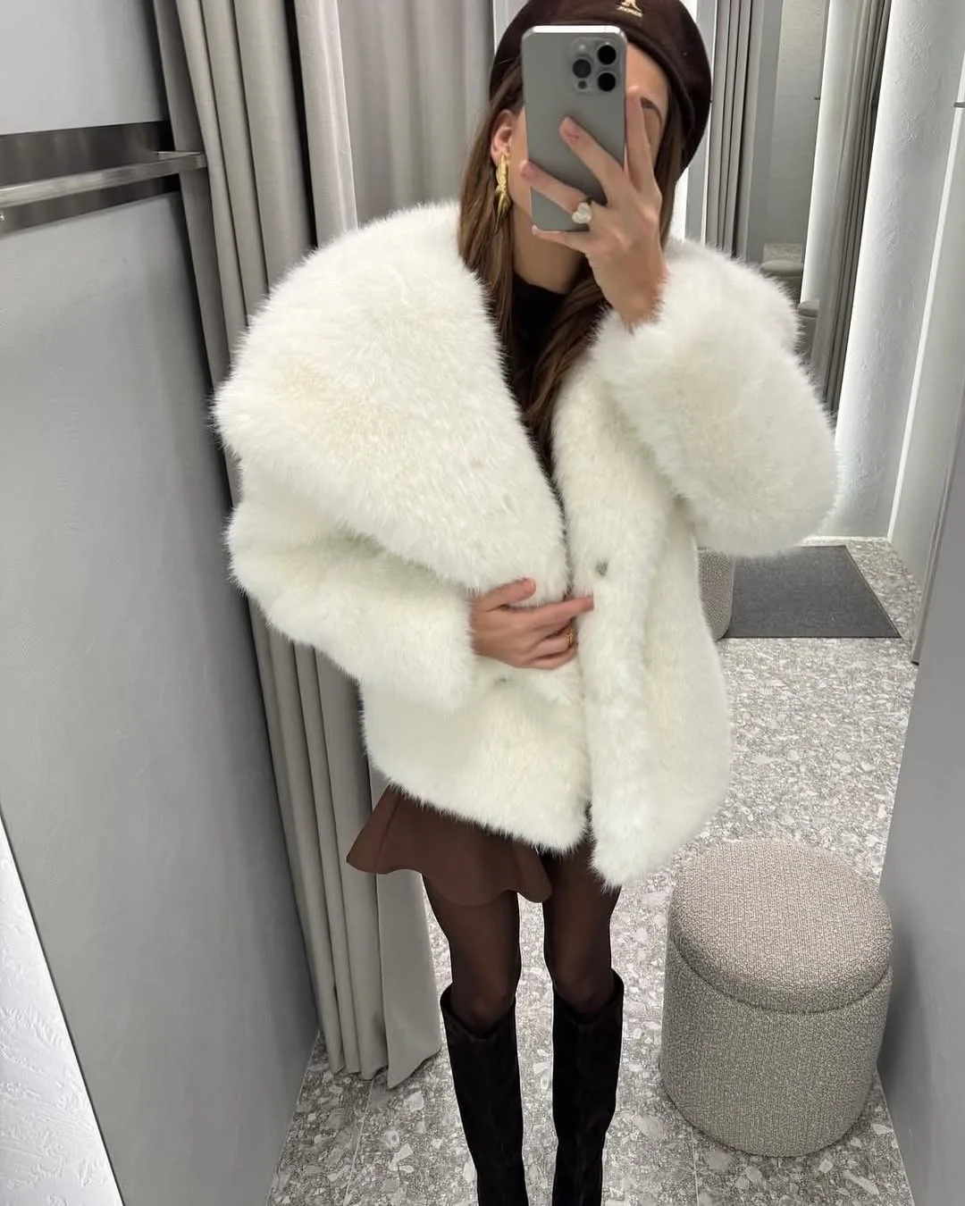 Women Faux Fur Coats Jackets Turn Down Collar Short Coat Casual Loose Thick Warm Y2k Streetwear Jacket Outerwear Autumn Winter