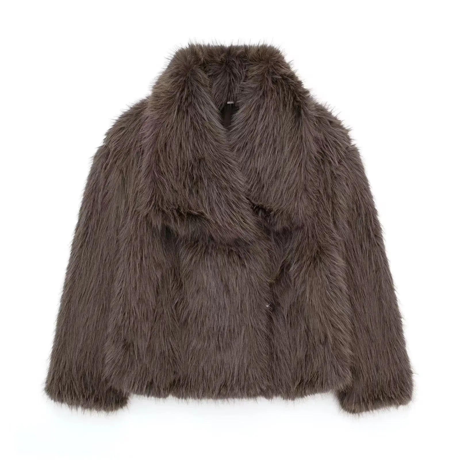 Women Faux Fur Coats Jackets Turn Down Collar Short Coat Casual Loose Thick Warm Y2k Streetwear Jacket Outerwear Autumn Winter