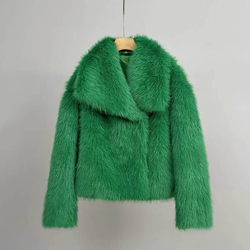 Women Faux Fur Coats Jackets Turn Down Collar Short Coat Casual Loose Thick Warm Y2k Streetwear Jacket Outerwear Autumn Winter