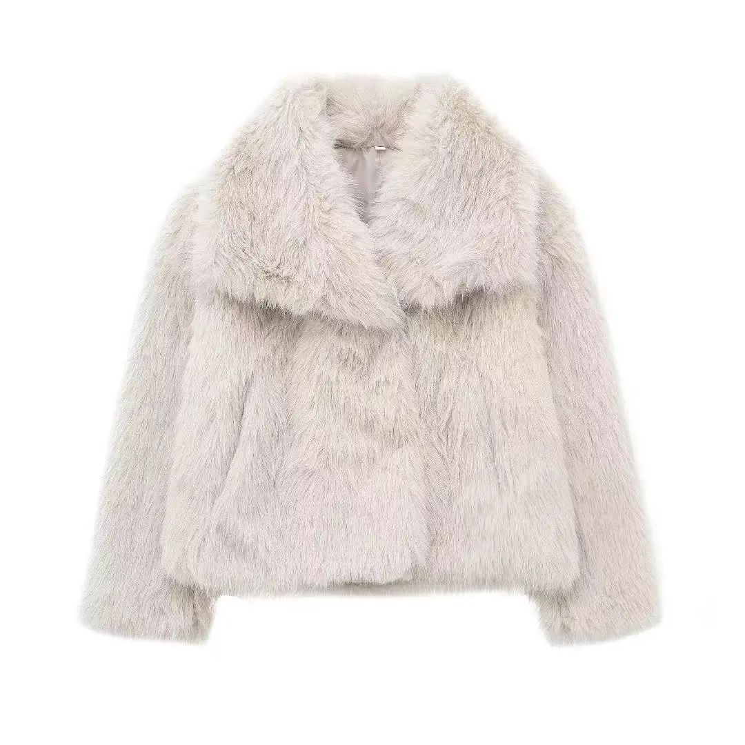 Women Faux Fur Coats Jackets Turn Down Collar Short Coat Casual Loose Thick Warm Y2k Streetwear Jacket Outerwear Autumn Winter