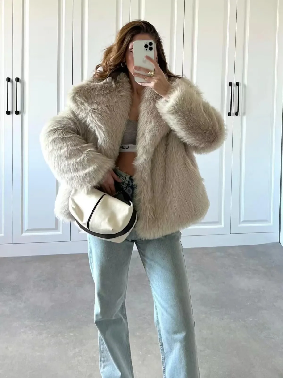 Women Faux Fur Coats Jackets Turn Down Collar Short Coat Casual Loose Thick Warm Y2k Streetwear Jacket Outerwear Autumn Winter