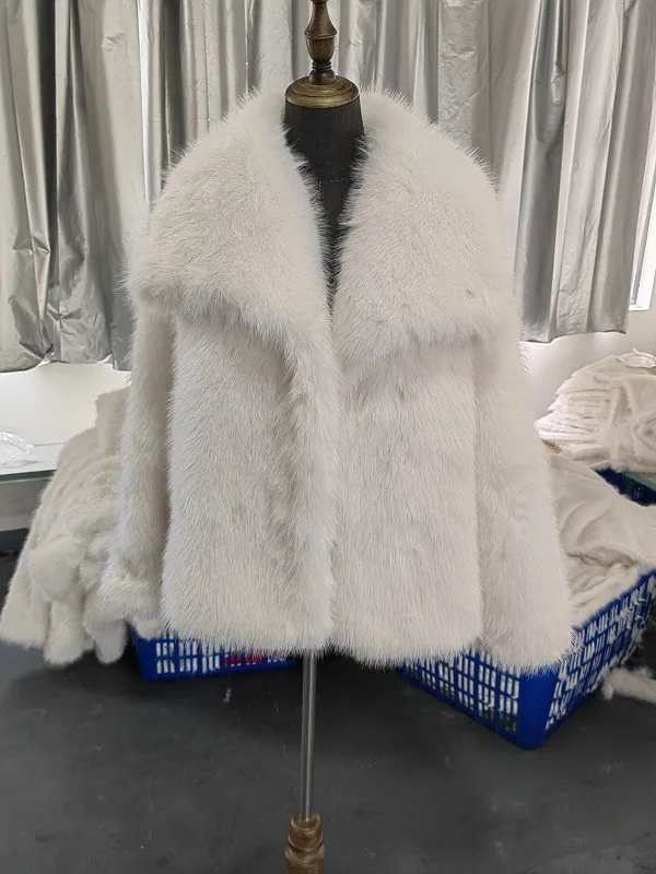 Women Faux Fur Coats Jackets Turn Down Collar Short Coat Casual Loose Thick Warm Y2k Streetwear Jacket Outerwear Autumn Winter