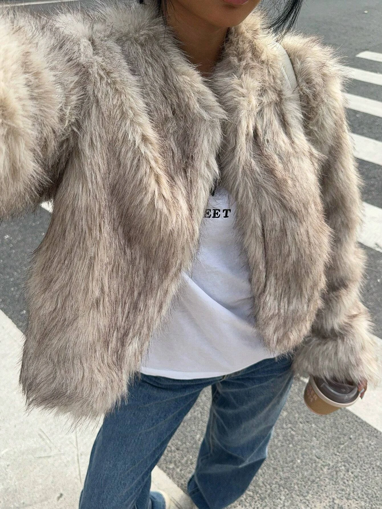 Women Winter Faux Fur Coat Short Fluffy Open Front Dark Brown Beige 2026 New Y2K Warm Trendy Streetwear Outerwear