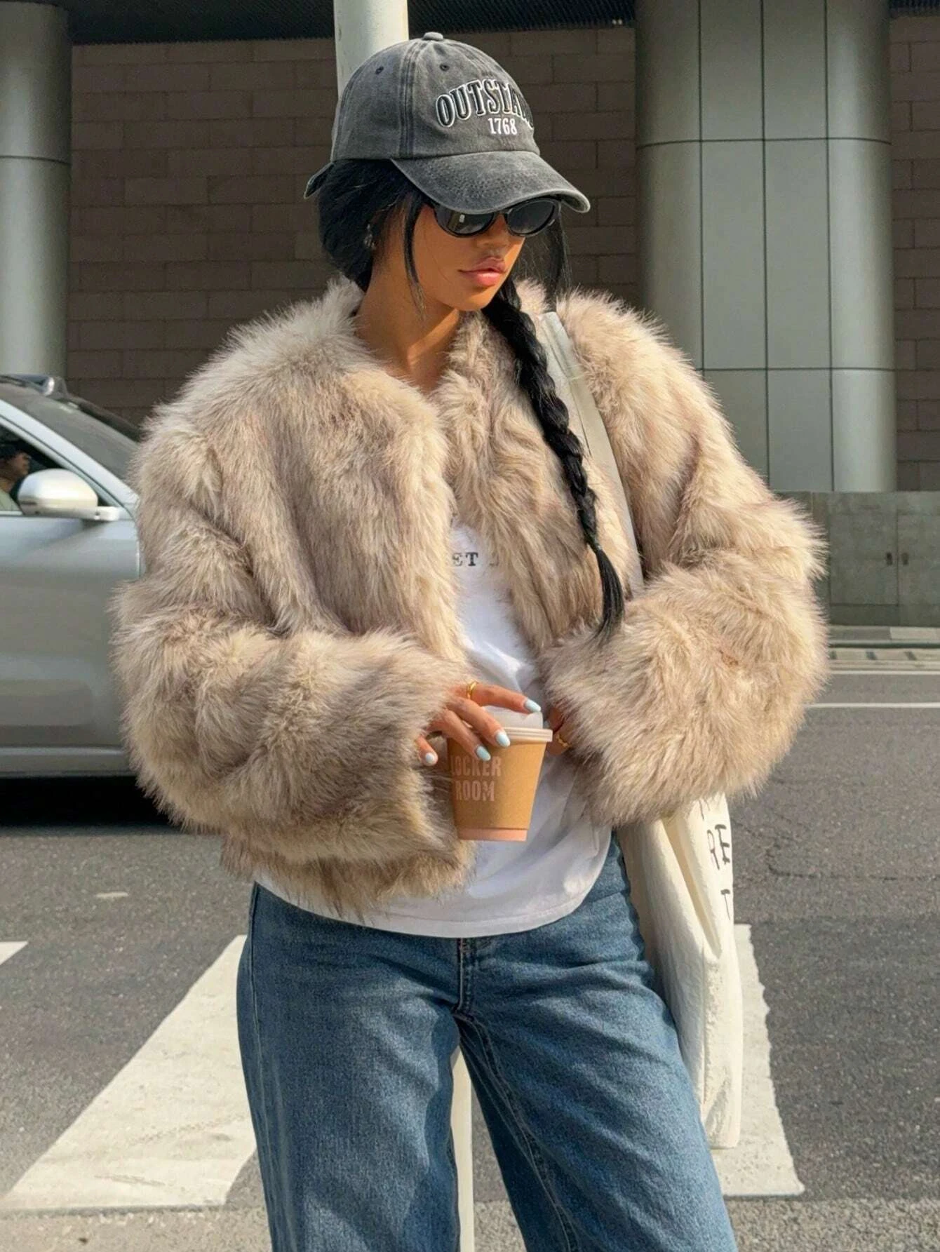 Women Winter Faux Fur Coat Short Fluffy Open Front Dark Brown Beige 2026 New Y2K Warm Trendy Streetwear Outerwear