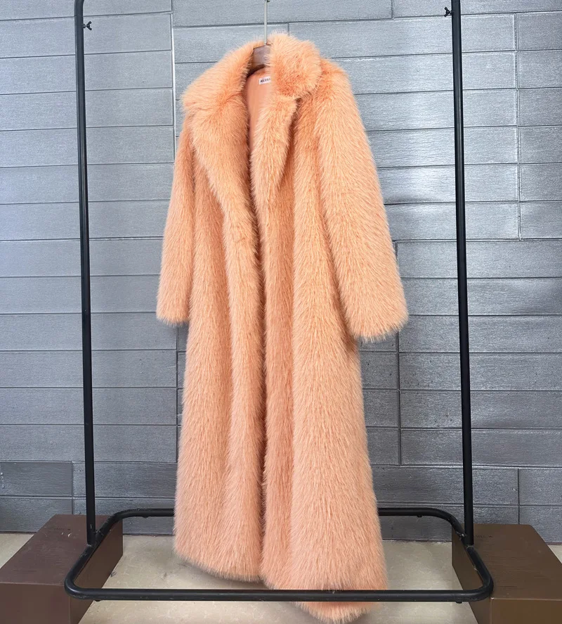 DEAT 2026 Winter New Fashion Faux Fur Coat For Women Solid Color High-end Casual Cardigan Long Jacket Female Trendy 11A05534