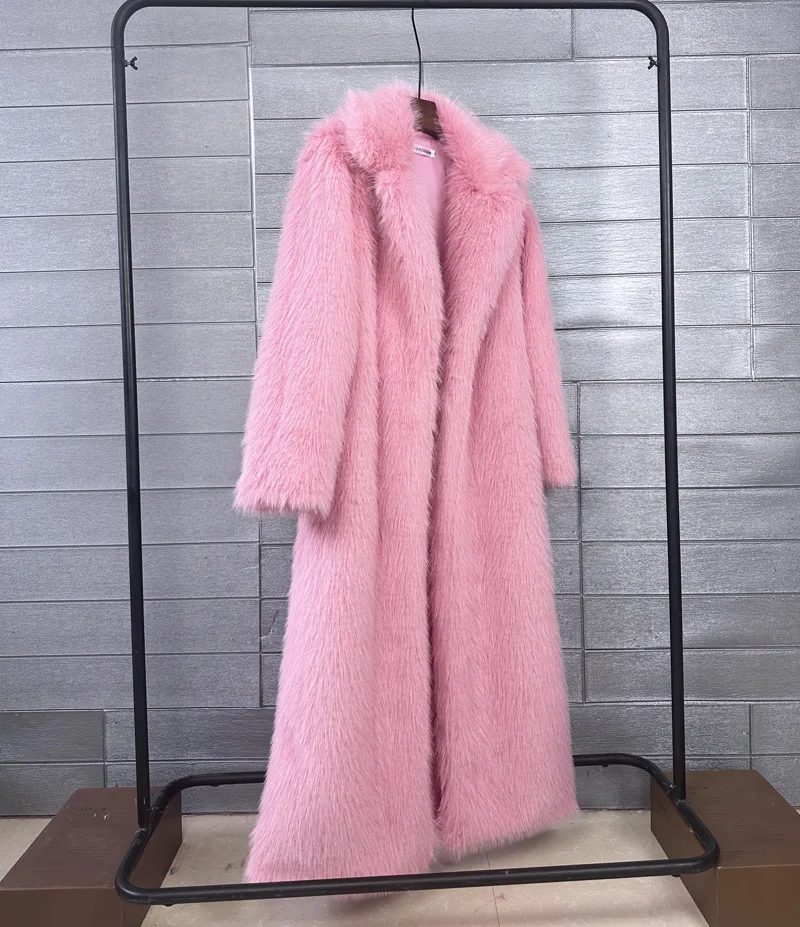 DEAT 2026 Winter New Fashion Faux Fur Coat For Women Solid Color High-end Casual Cardigan Long Jacket Female Trendy 11A05534
