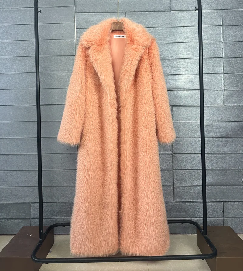 DEAT 2026 Winter New Fashion Faux Fur Coat For Women Solid Color High-end Casual Cardigan Long Jacket Female Trendy 11A05534