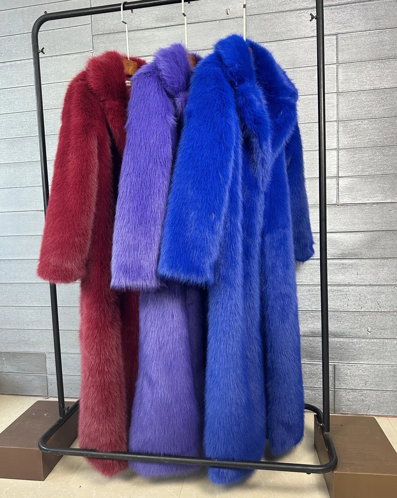 DEAT 2026 Winter New Fashion Faux Fur Coat For Women Solid Color High-end Casual Cardigan Long Jacket Female Trendy 11A05534