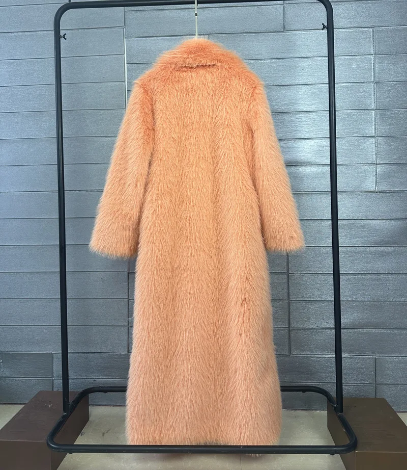 DEAT 2026 Winter New Fashion Faux Fur Coat For Women Solid Color High-end Casual Cardigan Long Jacket Female Trendy 11A05534