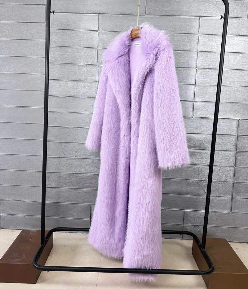 DEAT 2026 Winter New Fashion Faux Fur Coat For Women Solid Color High-end Casual Cardigan Long Jacket Female Trendy 11A05534