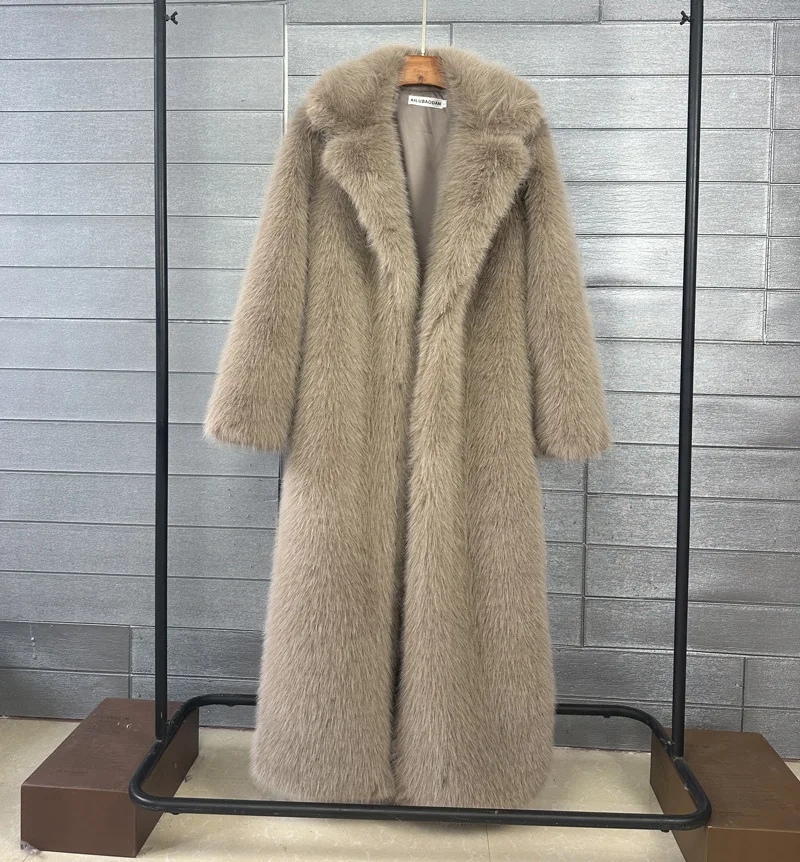 DEAT 2026 Winter New Fashion Faux Fur Coat For Women Solid Color High-end Casual Cardigan Long Jacket Female Trendy 11A05534