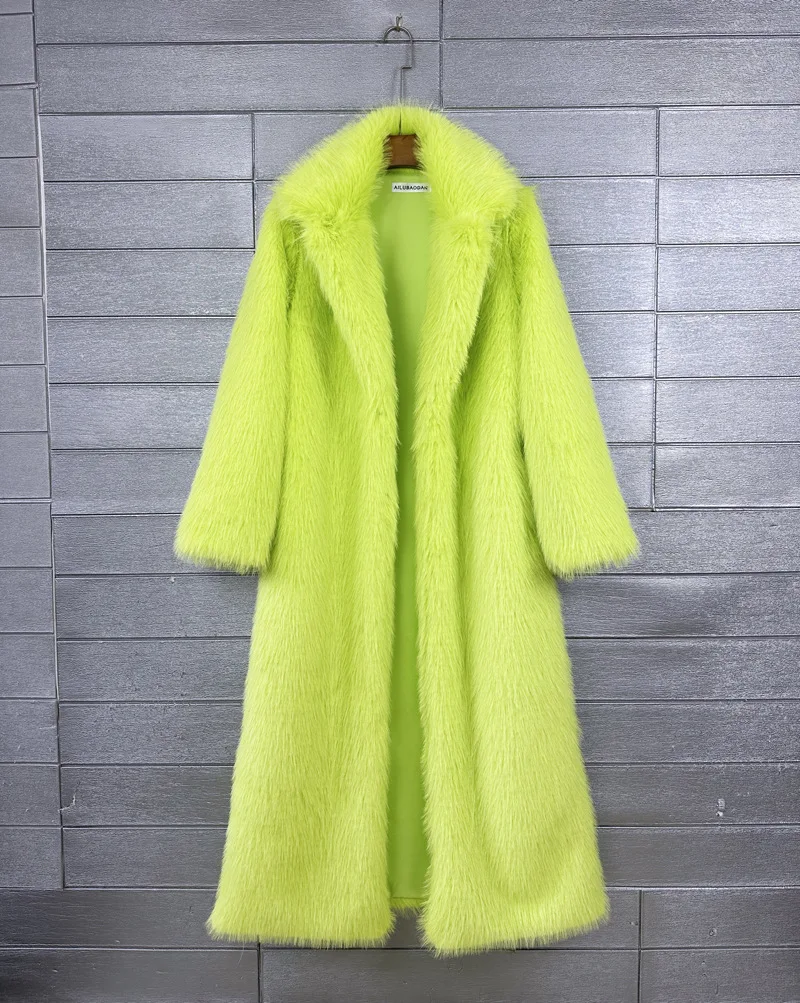 DEAT 2026 Winter New Fashion Faux Fur Coat For Women Solid Color High-end Casual Cardigan Long Jacket Female Trendy 11A05534